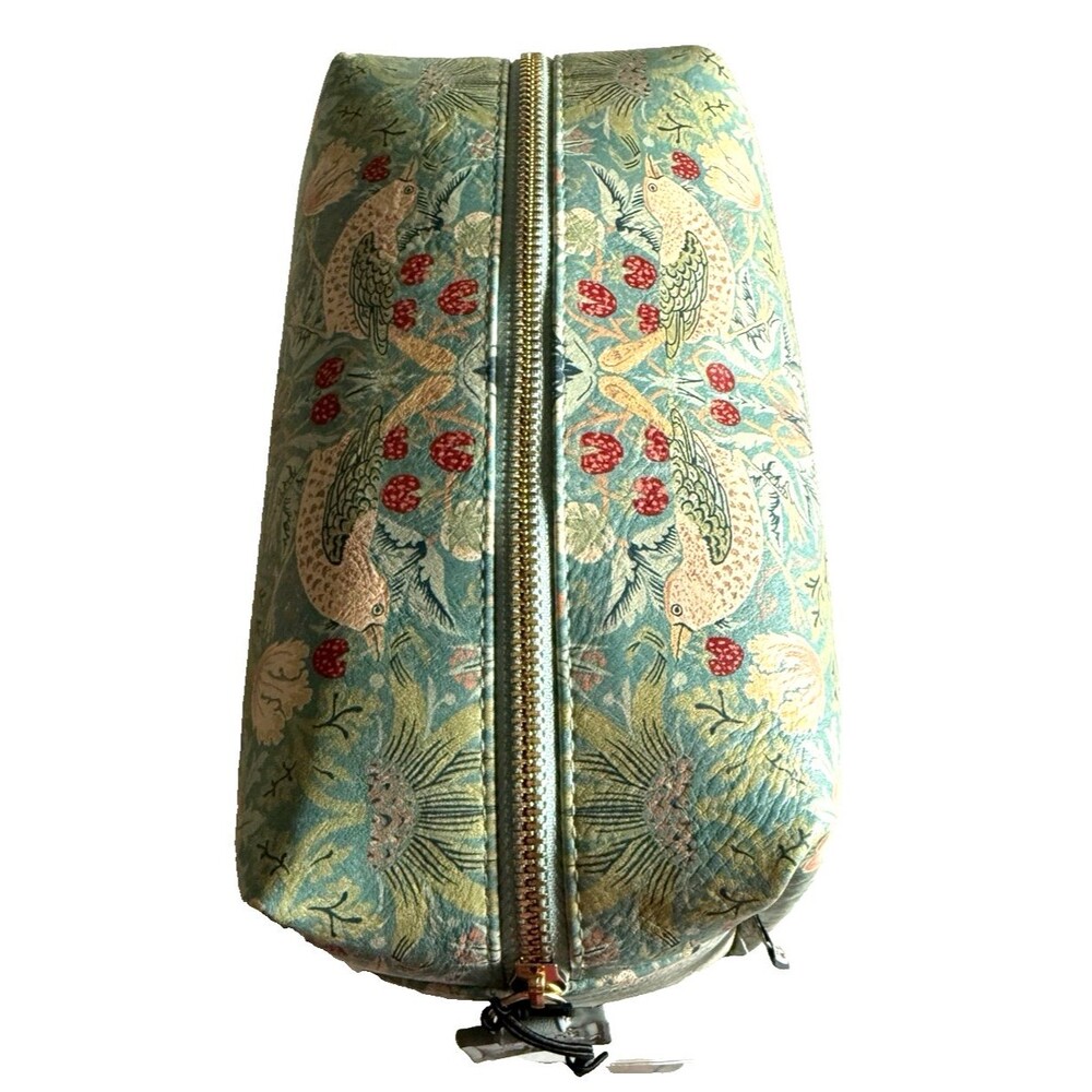 Morris & Co Strawberry Thief Make-up Toiletry Large Wash Bag Duck Egg Blue 9x6" - Picture 5 of 7